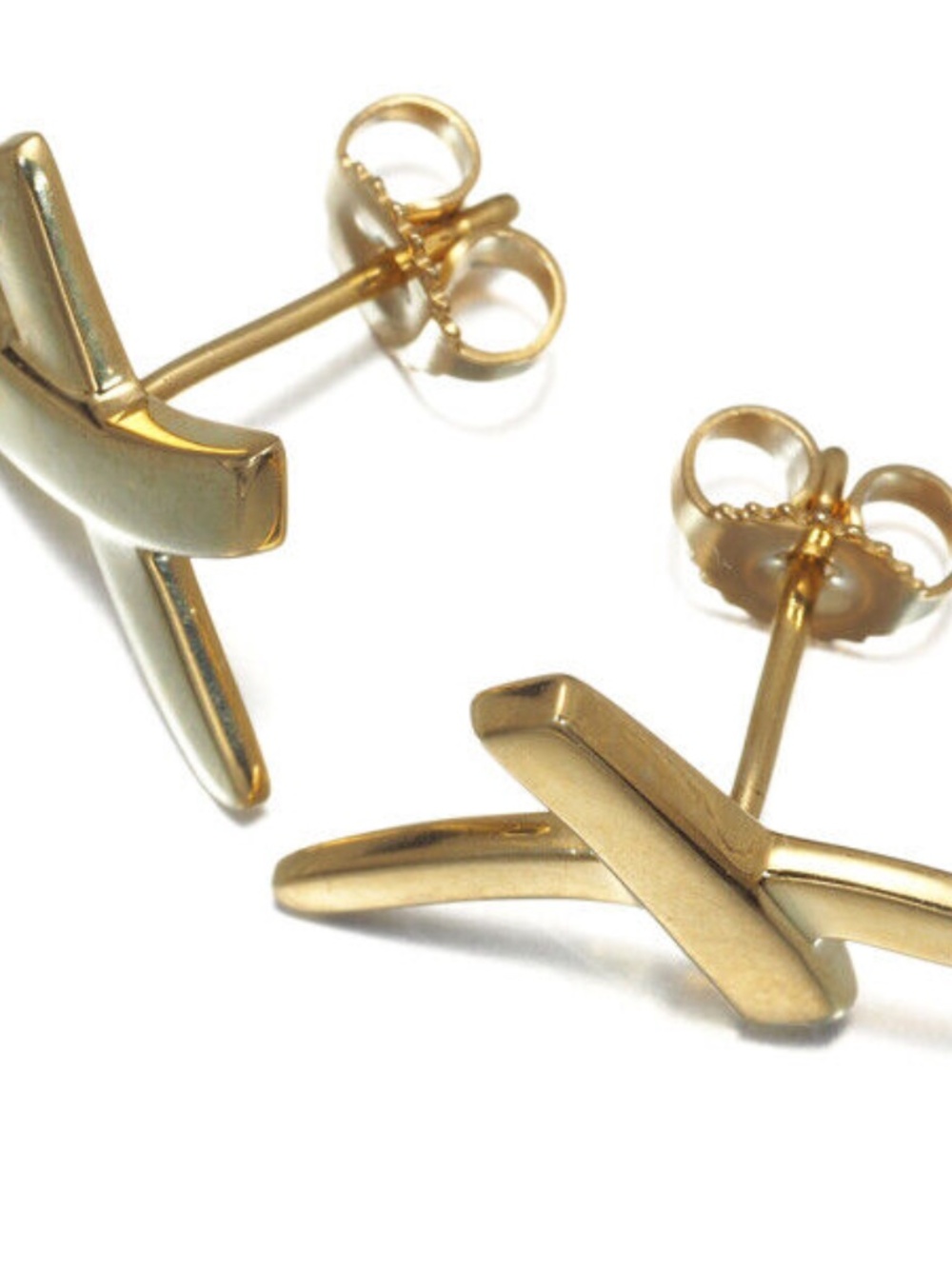 Tiffany & Co. Paloma Picasso 18K Yellow Gold 5/8" X Kiss Stud Earrings